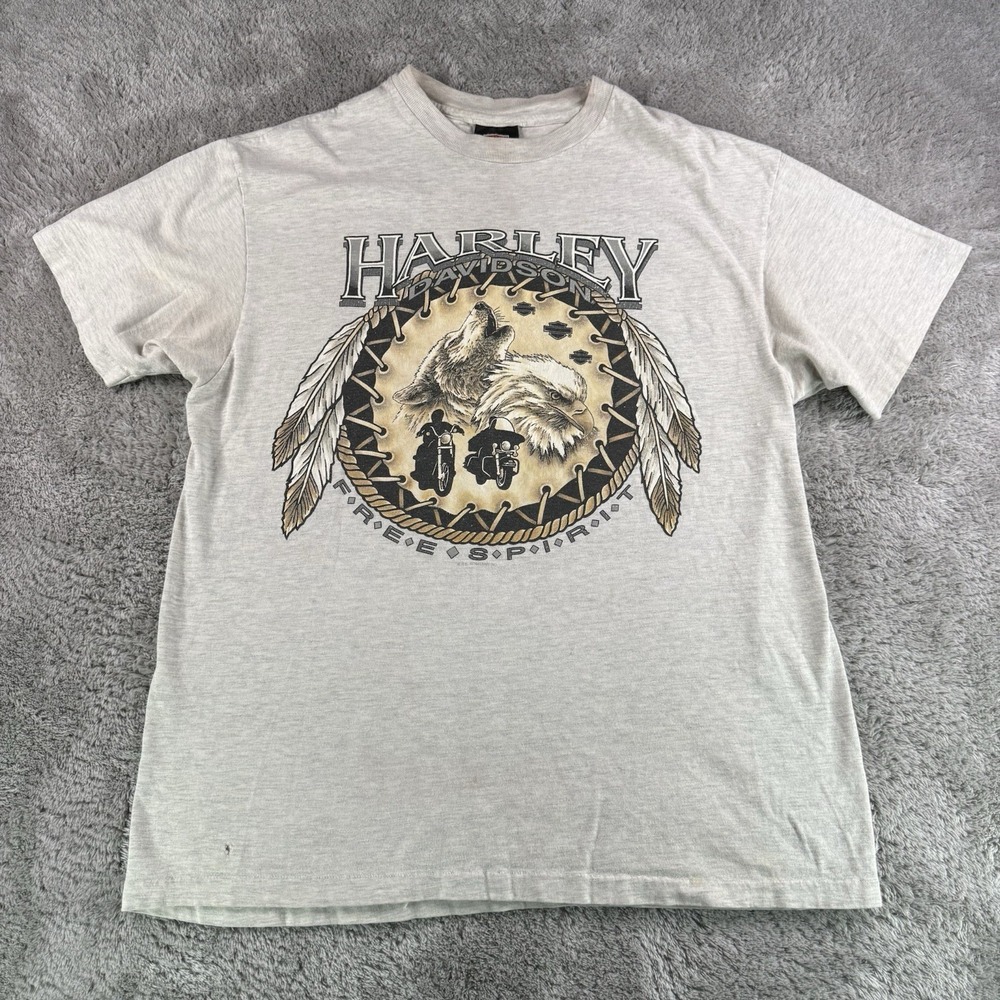 Vintage 90s Harley Davidson T Shirt Mens L USA Colboch Morristown TN Eagle Gray
